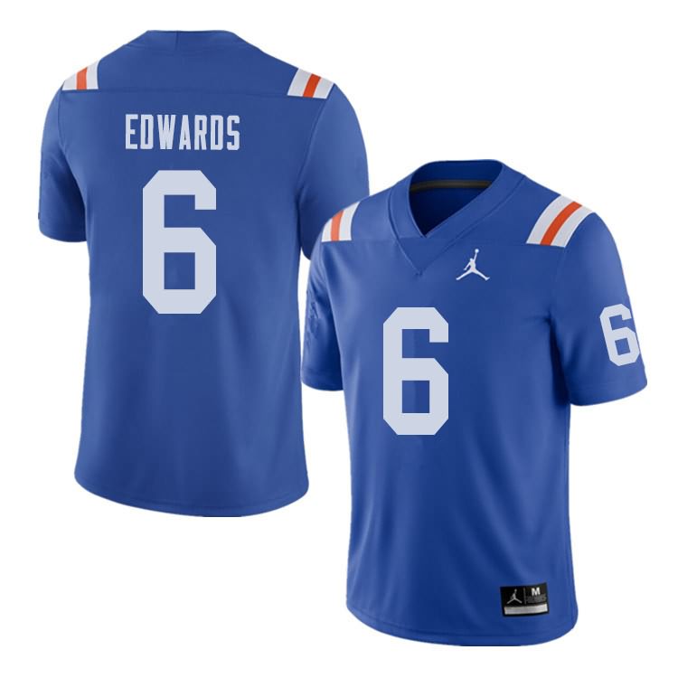 NCAA Florida Gators Brian Edwards Men's #6 Jordan Brand Alternate Royal Throwback Stitched Authentic College Football Jersey BGA7464ZP